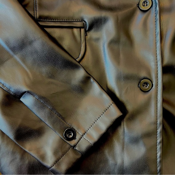 NWOT Black Faux Leather Jacket, Women’s Large - Picture 10 of 11